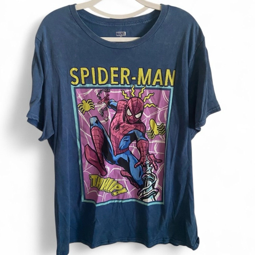 Marvel Mens Blue Superhero‎ Spider-Man Graphic T Shirt Size L